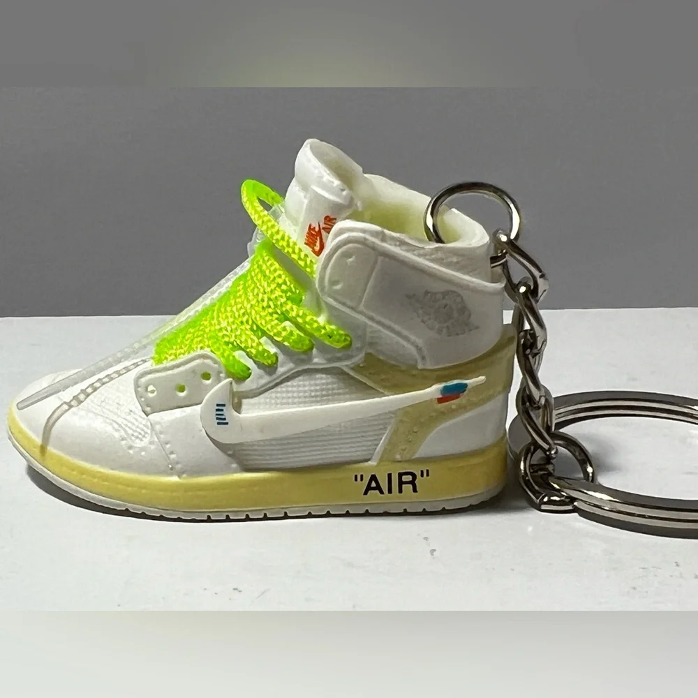 3D‎ Mini Sneaker Keychain Volt Laces White green novelty trinkets gift